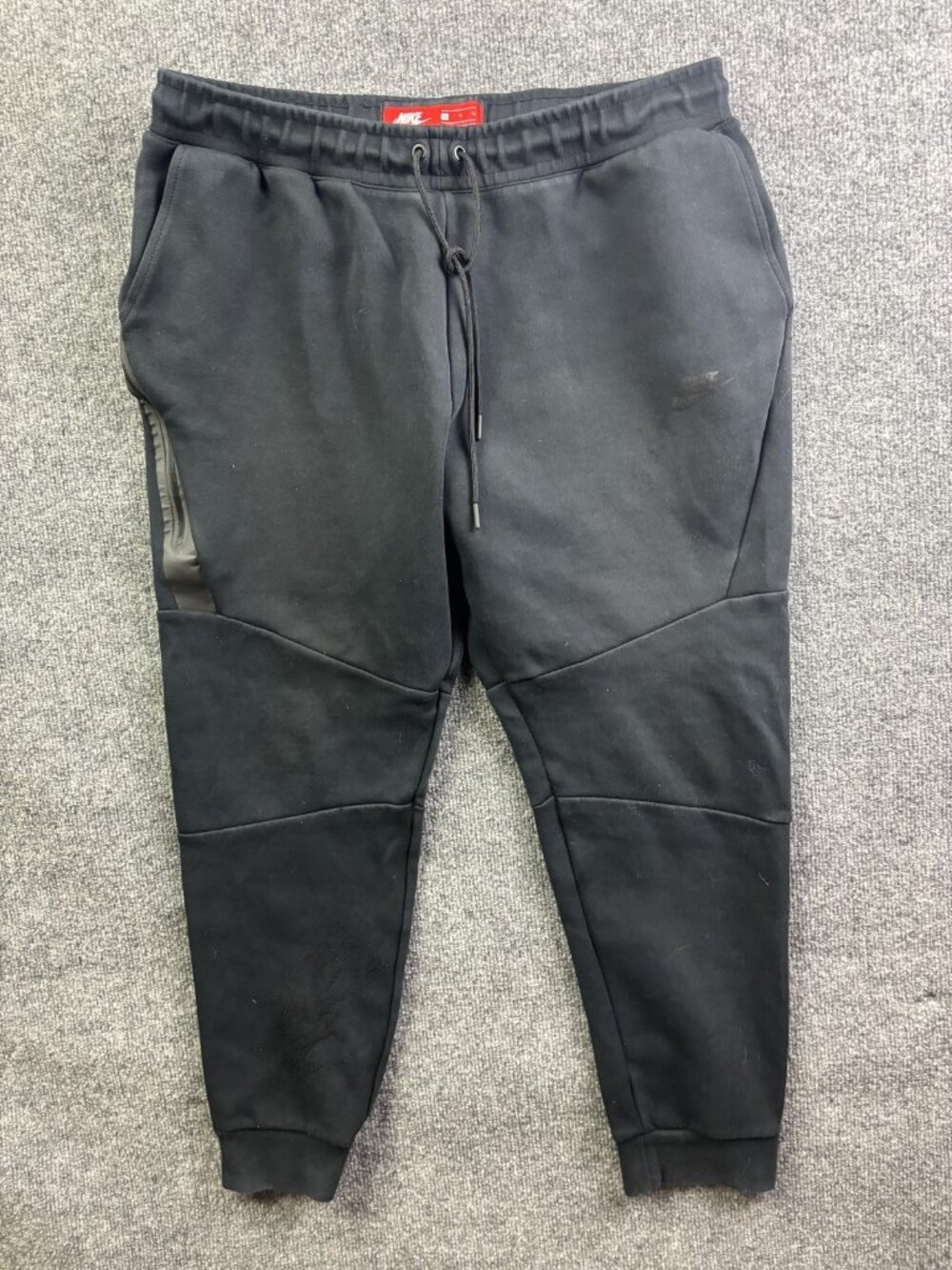Nike‎ Sweatpants Mens XL 35x27 Black Fleece Joggers Elastic Waist Zip Pocket